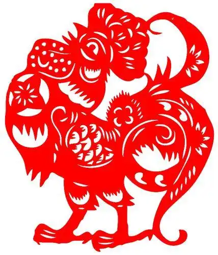 fr60 鸡传统窗花十二生肖动物宣纸植绒毛毡镂空剪纸成品