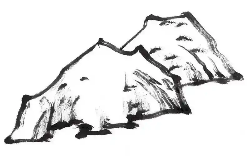 大山简笔画图片(石分三面) - 赤虎壹号