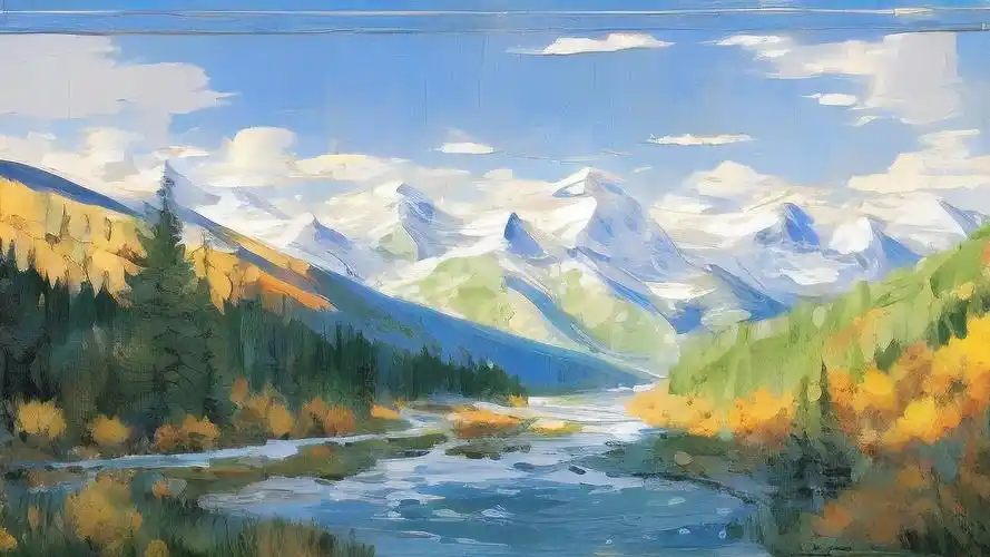 手绘风景壁纸,山川之美,尽收眼底🏞️