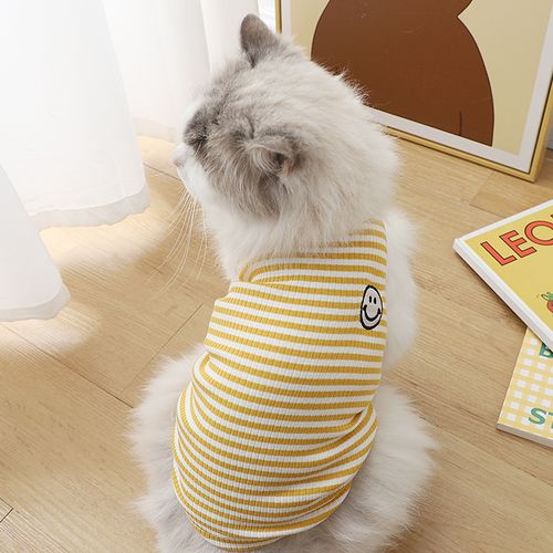 小猫咪外出衣服两个月猫幼可爱条纹背心春夏季薄款宠物套头圆领衣
