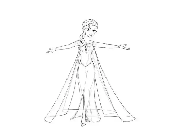 迪士尼公主,雪奇缘公主艾莎就画好啦,新手也可以画哦,简单