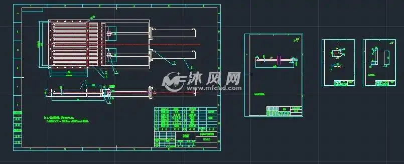 单向双缸气动棒条阀785x645图纸