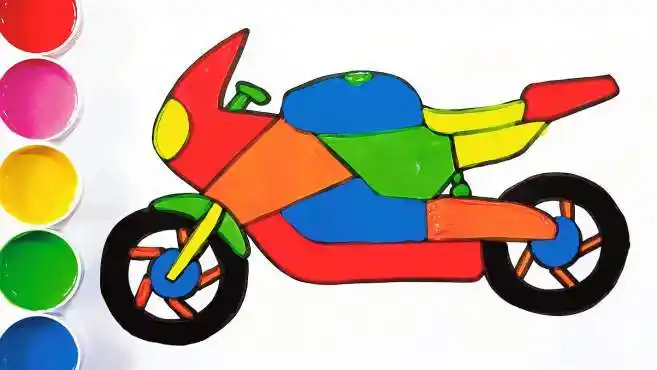 简易画教你画一辆彩色摩托车,一起来学画吧!
