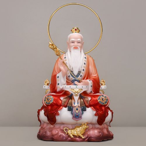 太上老君三清慈缘阁汉白玉铜彩神像像元天尊佛像装饰摆件