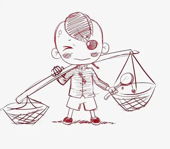 五一劳动节农民挑扁担手绘插画