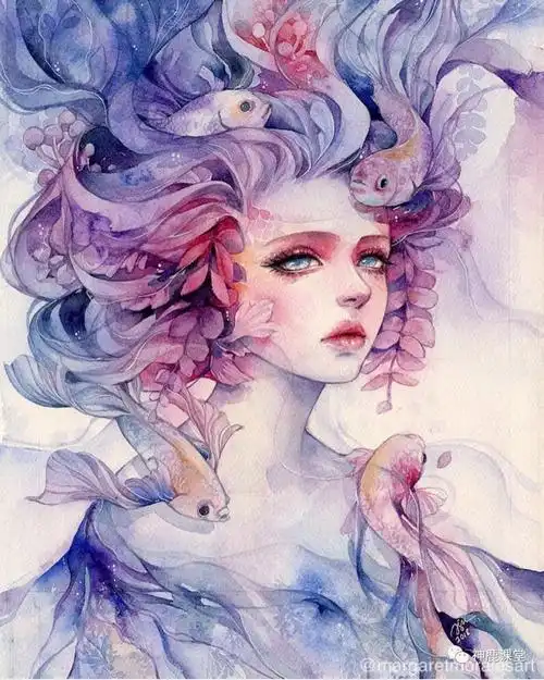 水彩人物画水彩人物画少女