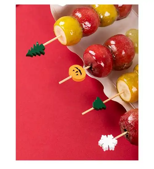 迷你冰糖葫芦串签子竹签制作材料专用工具圣诞节卡通创意水果叉签tx