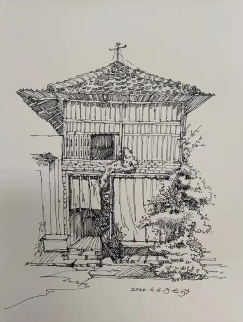 今天学员作品记录#风景速写  #钢笔画  #风景写生