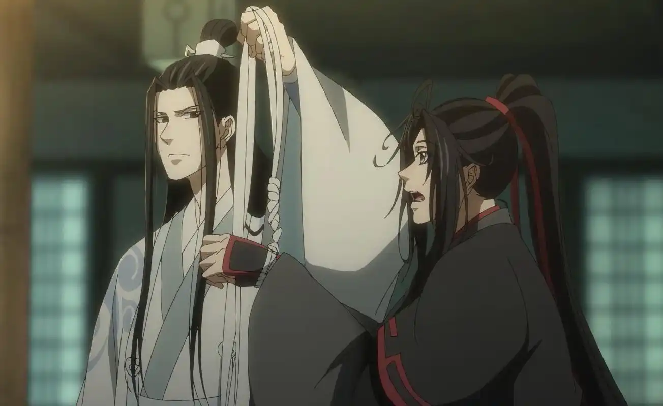 当蓝忘机用抹额捆住魏无羡,蓝思追还算机智,泽芜君表情很微妙