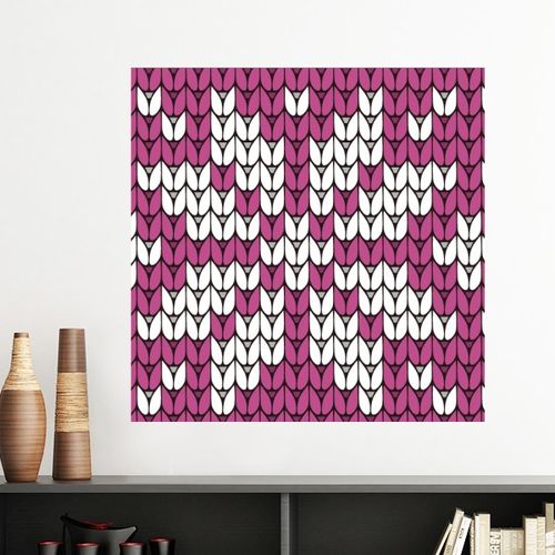 紫色白色拼接八边形雪花状北欧花纹图案墙贴壁纸房间贴花