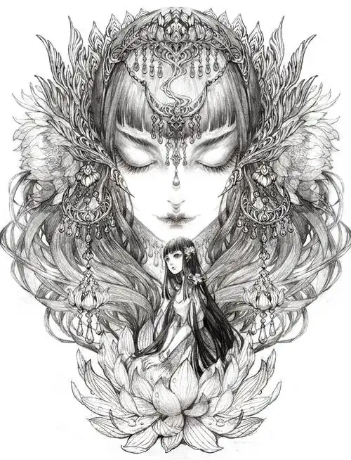 细节线稿作者古戈力