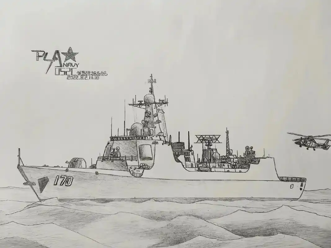 手绘052c型导弹驱逐舰.