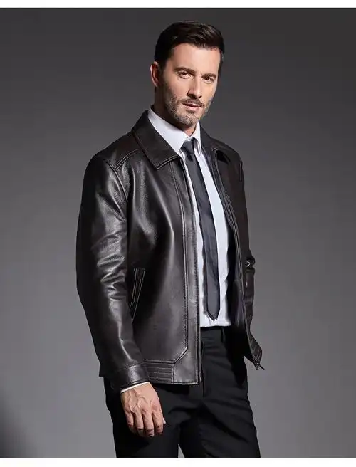 星达维西(stadweex)轻奢品牌2020新款进口鹿皮真皮皮衣男士翻领皮夹克