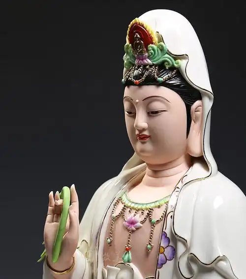 【上美】德化陶瓷12吋-28吋坐莲观音白色观音像 佛像观音菩萨