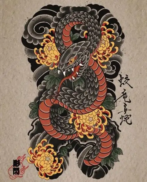 太原纹身日式老传统满背通体手稿分享