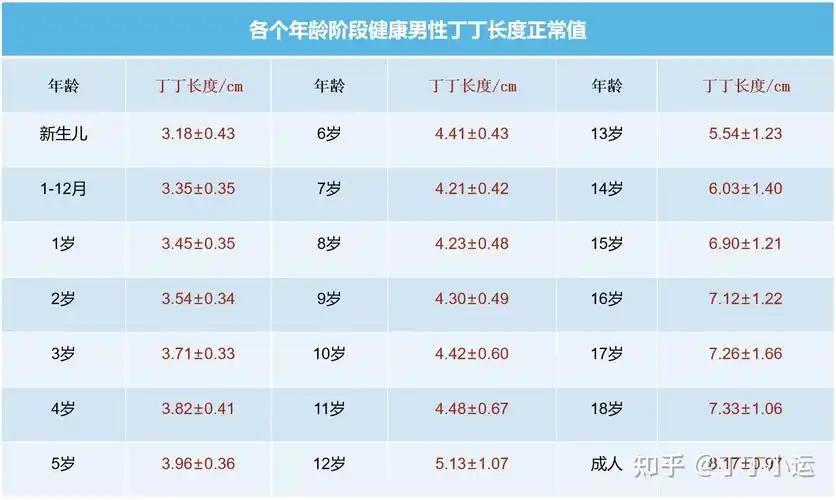 健康男性丁丁长度正常值,大家可以根据测量方法和表格数据对照一下