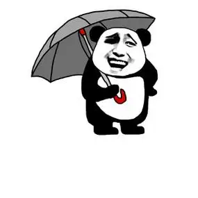 熊猫头叉腰打伞