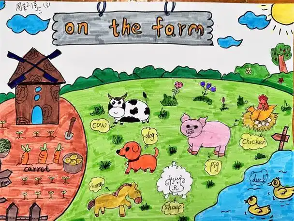 春光无限,画出你眼中的农场 ———唯亭学校三年级英语特色作业展示
