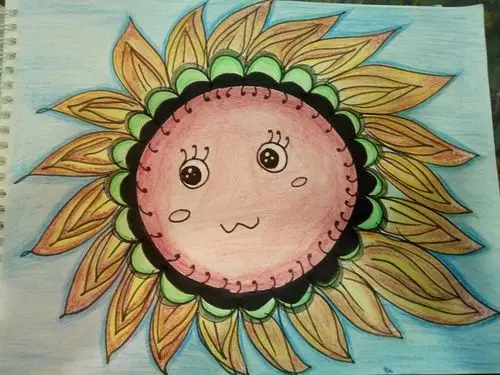 今天我们一起来画太阳,它的光芒我们一起用线描来装饰它.