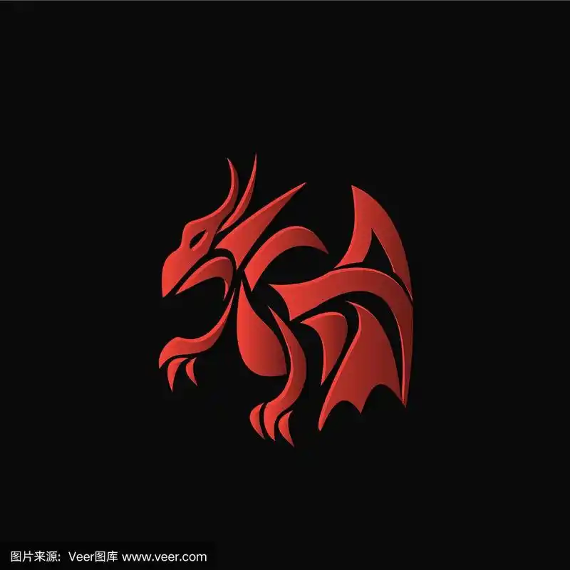 黑底上的红龙