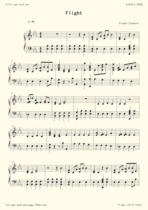 钢琴谱:flight(光遇重生bgm)
