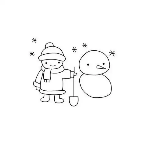 两个小朋友堆雪人的简笔画