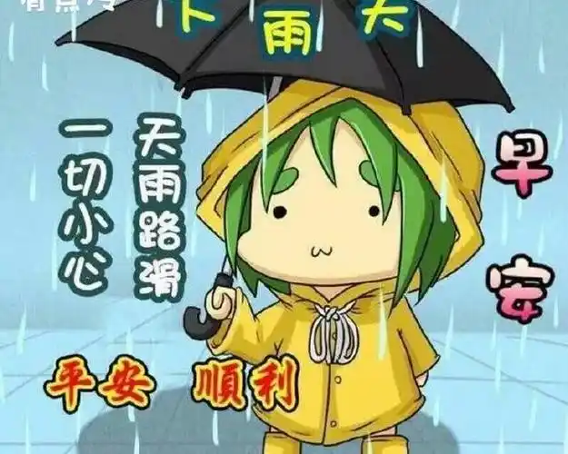 下雨天早上好问候语,下雨天早安问候表情图片