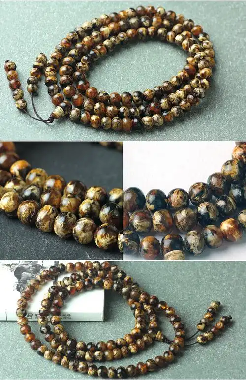 鲤梨 天花板级抚顺琥珀 干白花手串项链金珀血珀净水翳珀植物珀手 hp