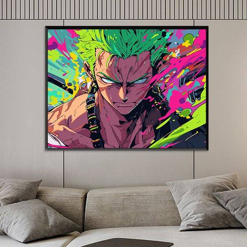 海贼王索隆罗宾涂鸦炫彩数字油画diy手绘丙烯油彩画床头装饰挂画