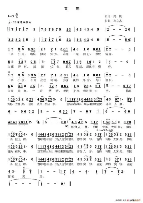 背影_简谱