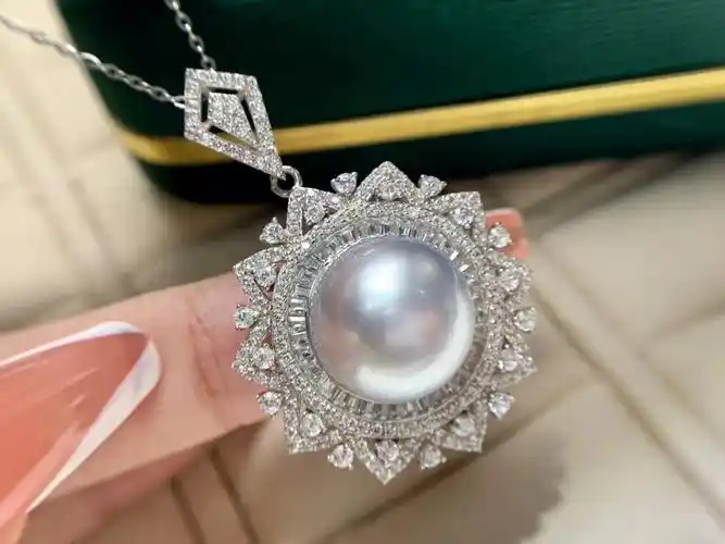 1314mm稀有蓝血澳白珍珠吊坠