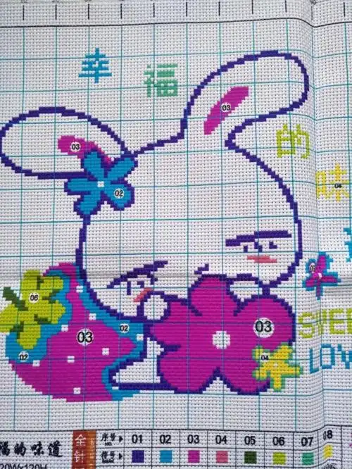 线绣印花十字绣小兔子动物卧室新款可爱卡通学生儿童手工简单小幅