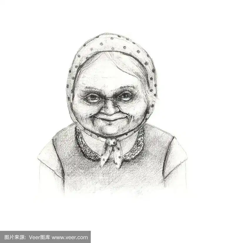 慈祥奶奶铅笔画