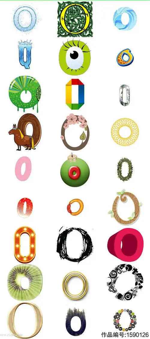 卡通o字母创意设计素材