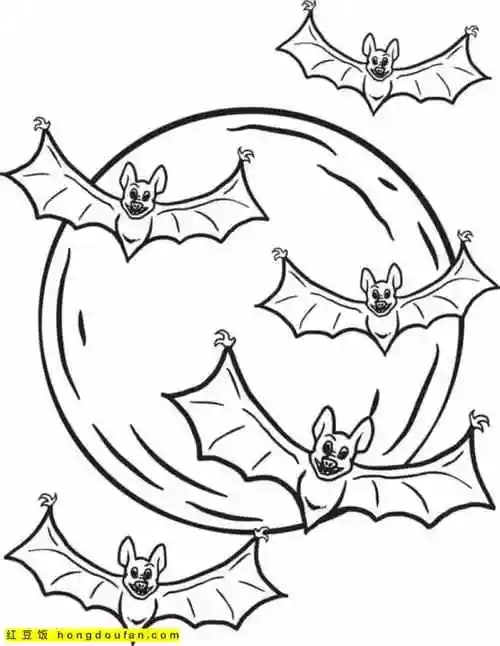 可以直接下载打印的11张不同风格的蝙蝠卡通涂色简笔画