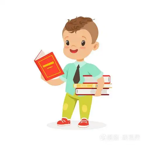 读一本书的可爱男孩