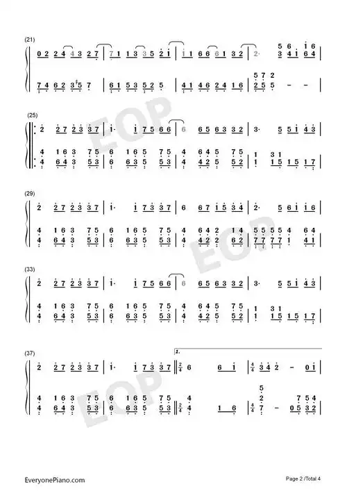 那女孩对我说双手简谱预览2-钢琴谱文件(五线谱,双手简谱,数字谱,midi