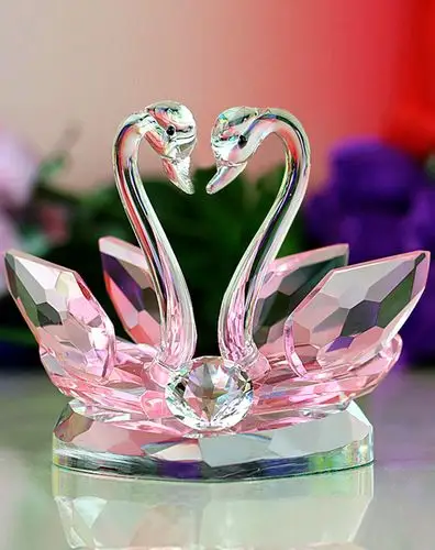 唯美创意水晶情侣天鹅摆件 形影不离
