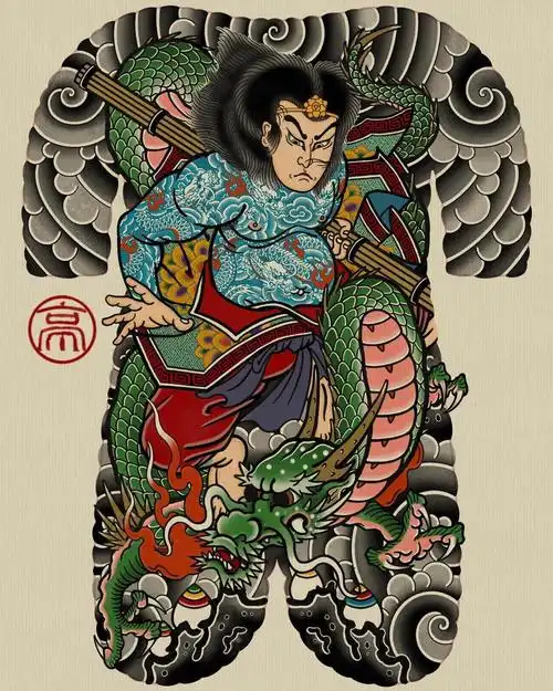 九纹龙史进.#日式老传统 #纹身 #tattoo #刺青 #纹身设计