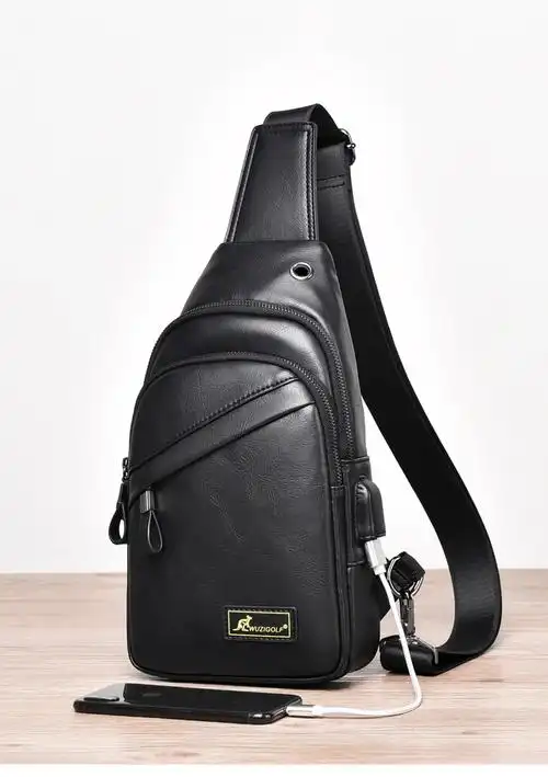 酷奇袋鼠旗舰官方胸包男士斜挎包休闲单肩小背包时尚胸前包韩版包包男