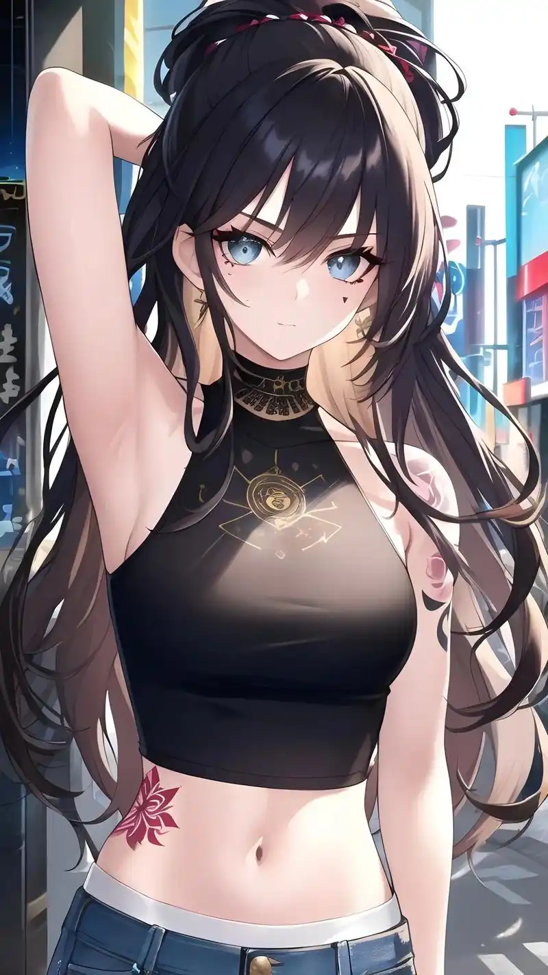 有纹身的女孩也好美#二次元 #ai绘画 #挑一张壁纸换上吧 - 抖音