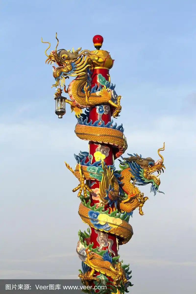 龙,柱子,垂直画幅,红色,无人