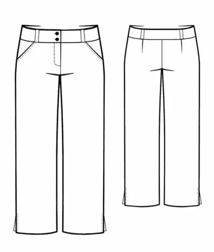 9款裤子的效果图款式图制版图