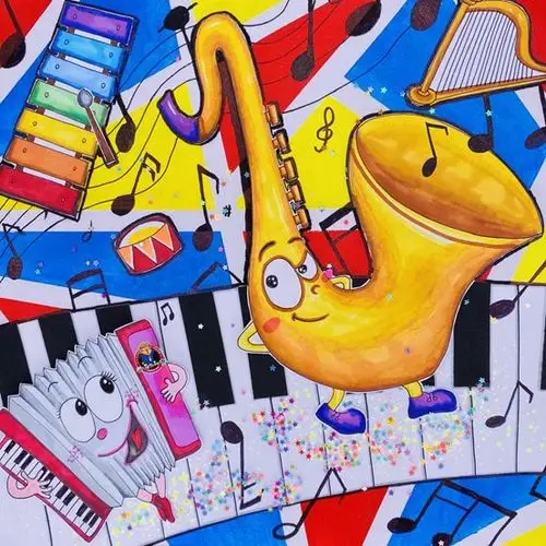 通过本节课的学习让孩子们在了解乐器的基础上感受音乐与绘画的联系