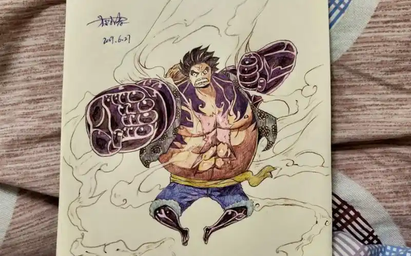 圆珠笔画了一个四档路飞