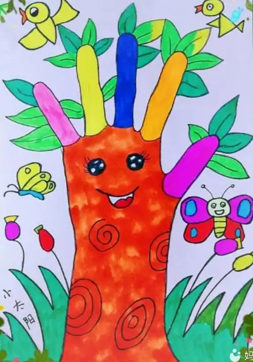 下面的树漂亮吗?——这就是手掌树,是用画和涂染的方法做成的