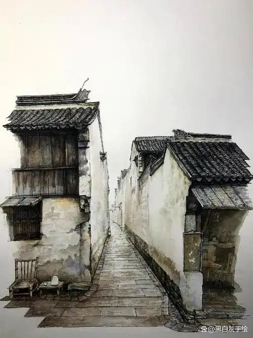 青年艺术家的钢笔淡彩欣赏