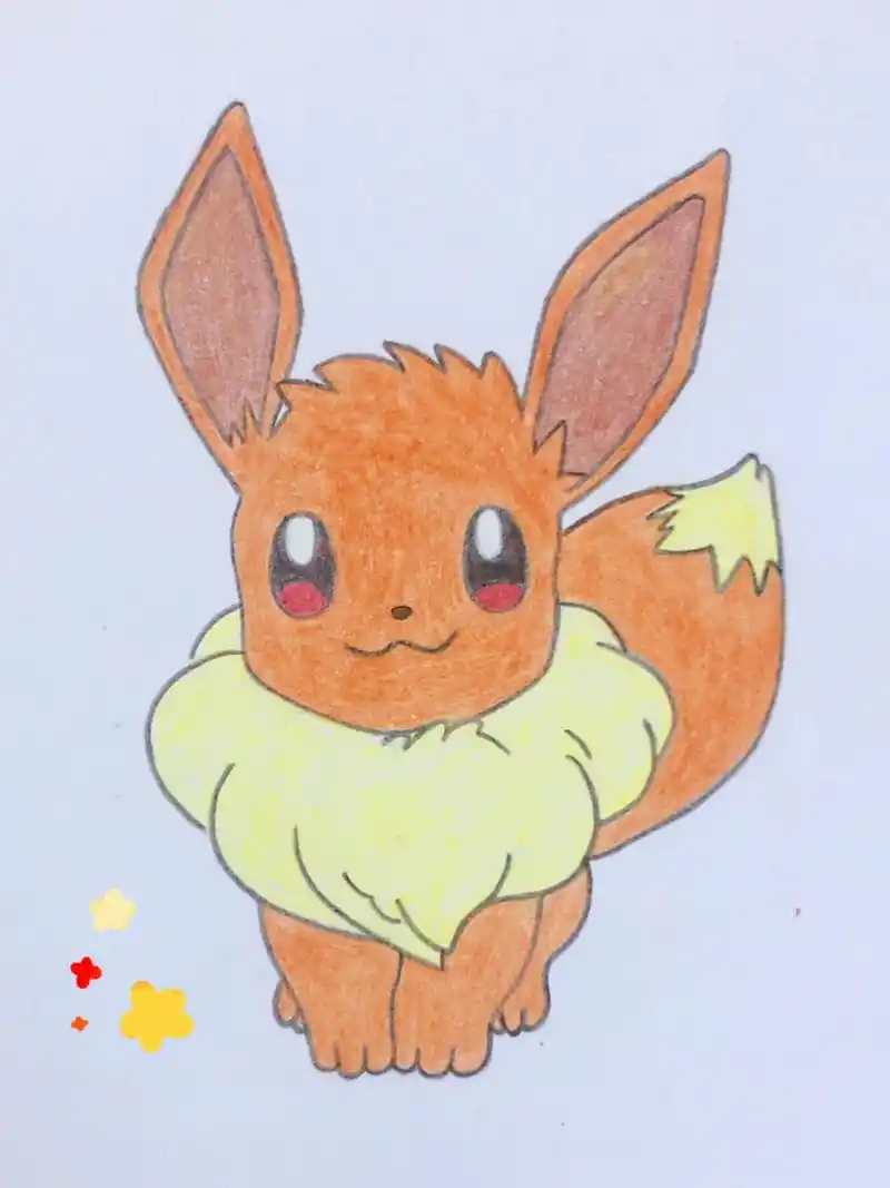 伊布简笔画 神奇宝贝,铅笔7315先画草图,画好彩铅勾线,再慢慢上色