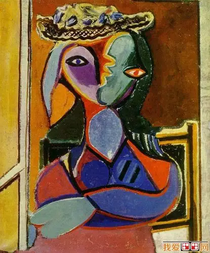 毕加索《双臂抱胸的女人》_毕加索天价人物抽象油画作品赏析_世界名画