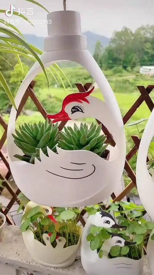 用完的洗衣液瓶子别扔,做吊篮花盆,美观又实用,快学起来吧废物利用